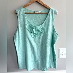 Cato women’s cute mint floral embellished tank size 22/24W